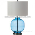 Modern popular simple design unique glass pillar hotel decoration bedroom table lamp with white fabric lampshade